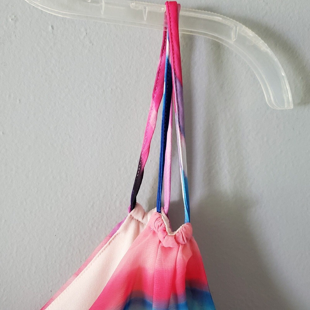 Lane Bryant Size 18/20 Watercolor Chiffon Strappy Striped Colorful Maxi Dress - Picture 6 of 14
